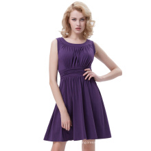 Belle Poque Retro Vintage Solid Color Sleeveless Crew Neck Cotton A-Line One Piece Dress BP000289-1